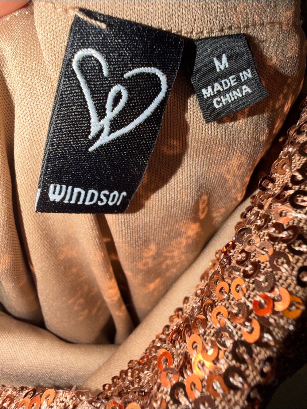 ✨ Windsor Brown Sequin Open Back College Party Cocktail Dress Medium 🤎 - Picture 5 of 11